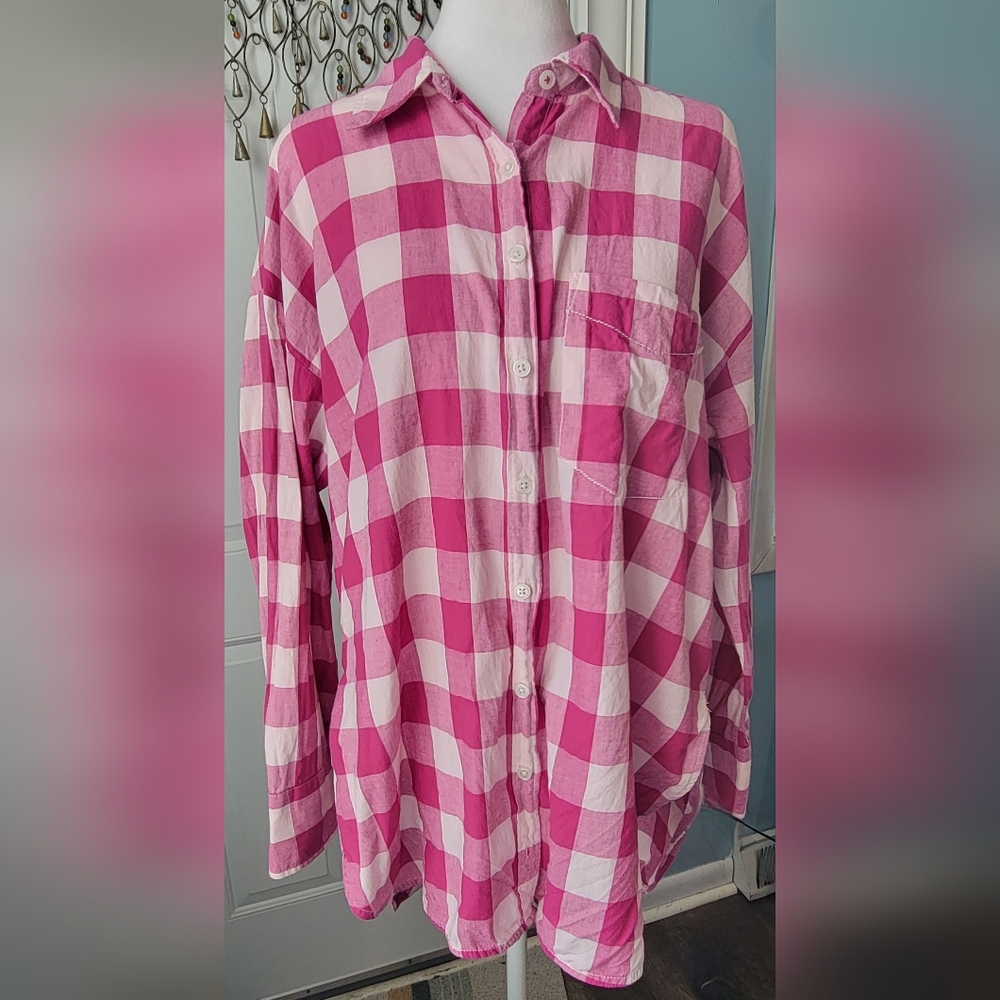 Maeve Anthropologie The Bennet Button Down Buffalo Check Edition Womens XS Pink